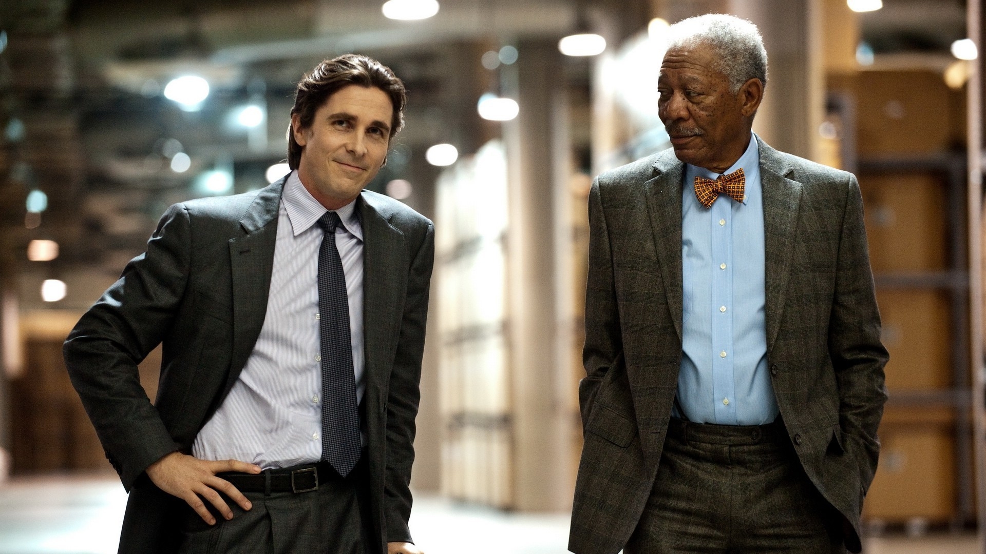 1920x1080 Wallpaper, Gentleman, fashion, The Dark Knight Rises, Bruce Wayne, Christian Bale, Morgan Freeman, Lucius Fox, man, groom, suit,  px, formal wear, Desktop