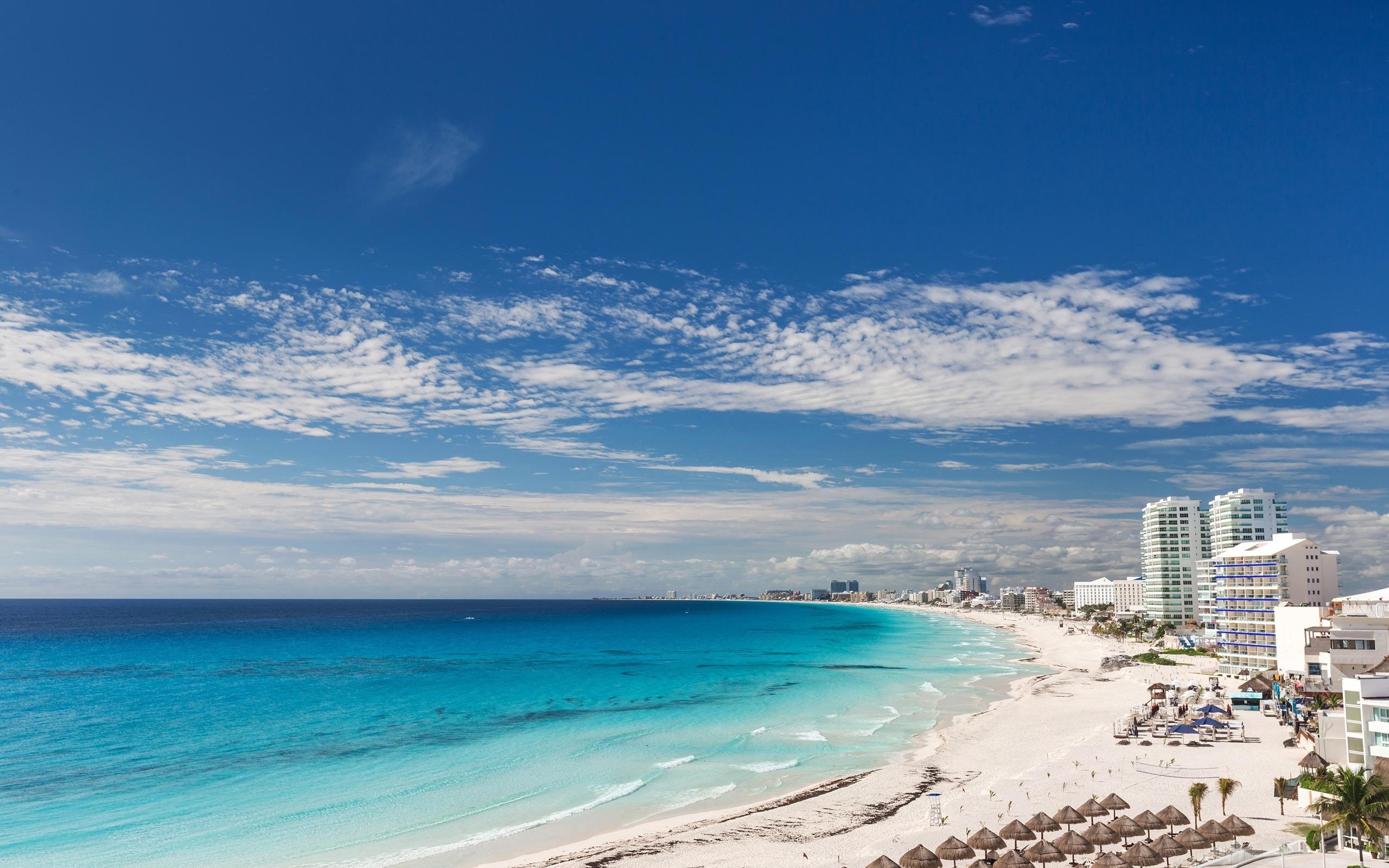 2560x1600 Download wallpaper Cancun, beach, caribbean sea, coast, resort, Desktop