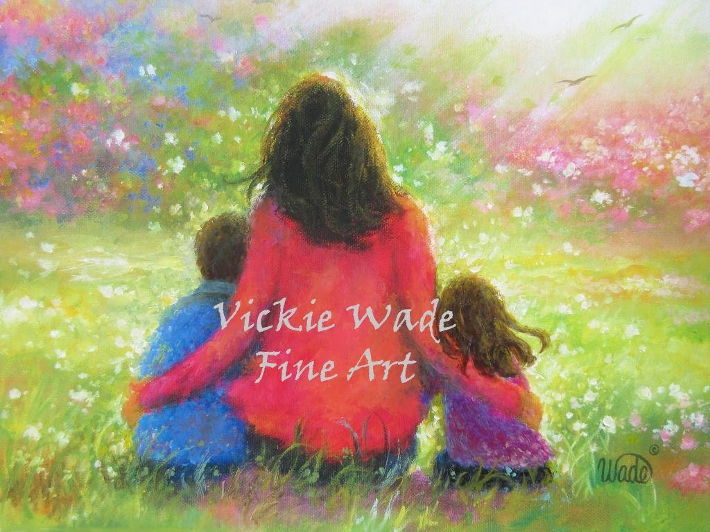 1030x770 Mother Son and Daughter in the Garden. Vickie Wade Fine Art, Desktop