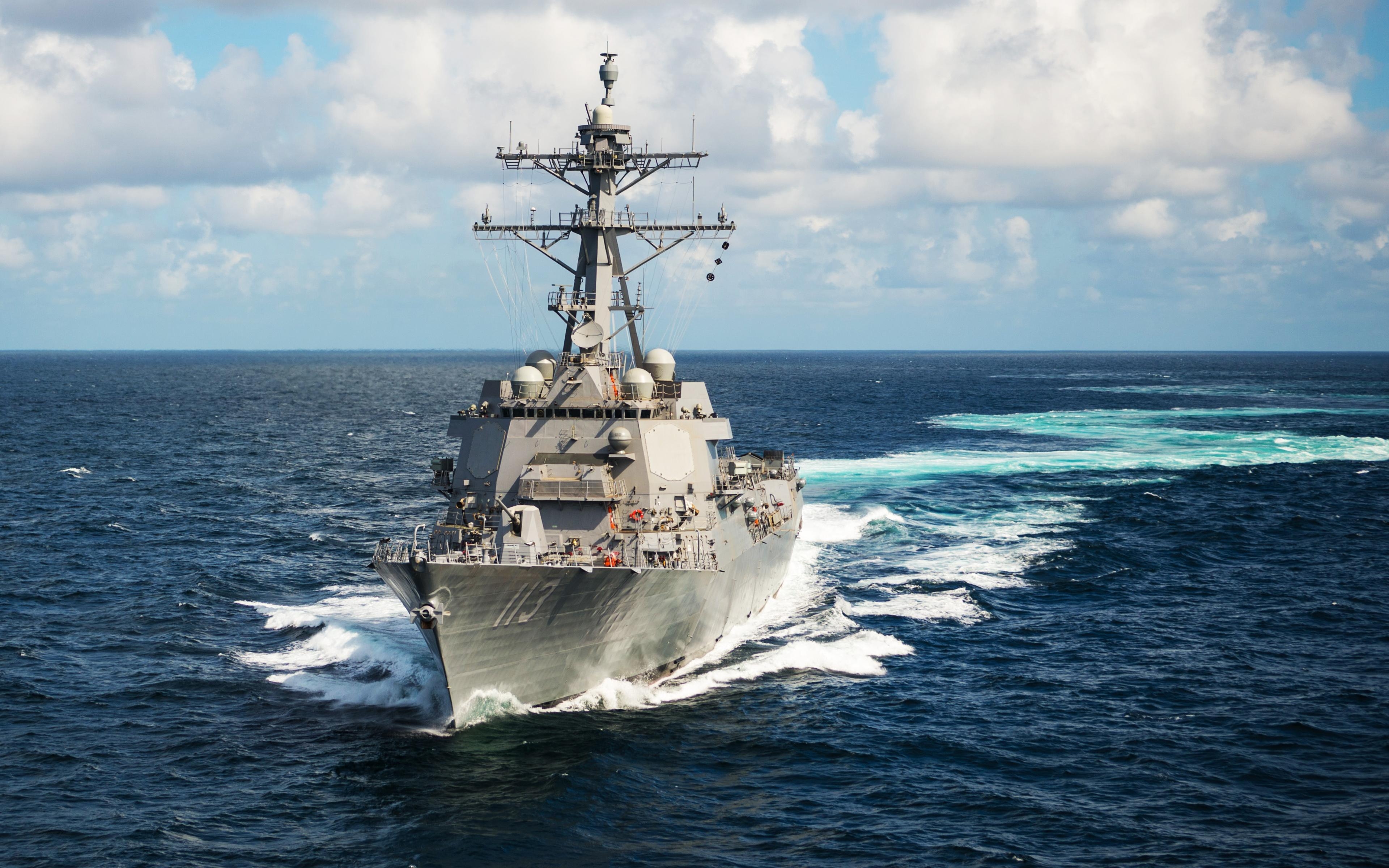 3840x2400 Download wallpaper USS John Finn, DDG- warship, US Navy, Desktop