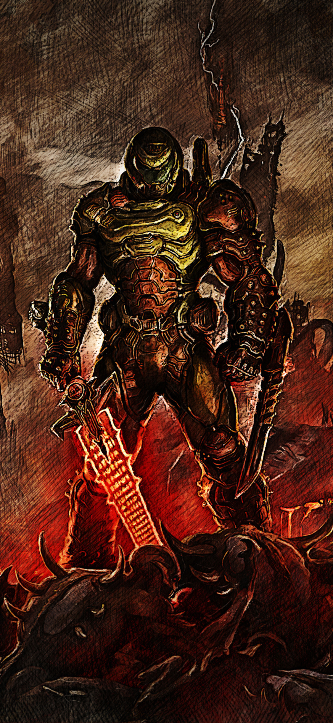 1130x2440 Doom Slayer iPhone XS, iPhone iPhone X HD 4k Wallpaper, Image, Background, Photo and Picture, Phone