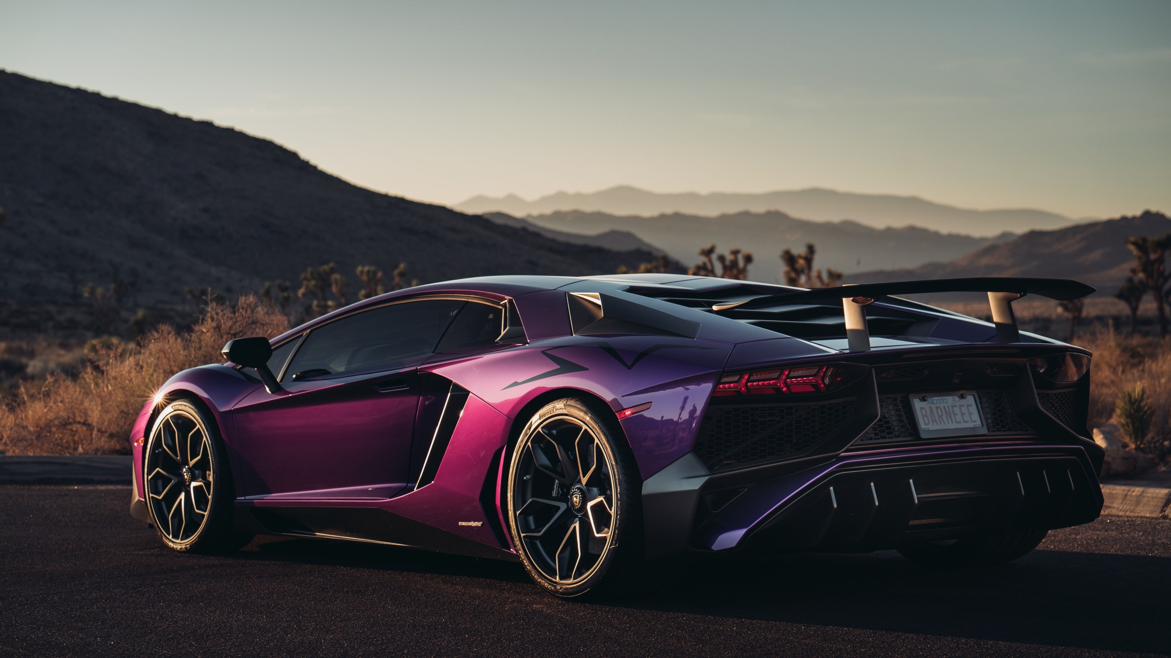 3840x2160 Car, Lamborghini, Lamborghini Aventador SV, Purple Wallpaper, Desktop