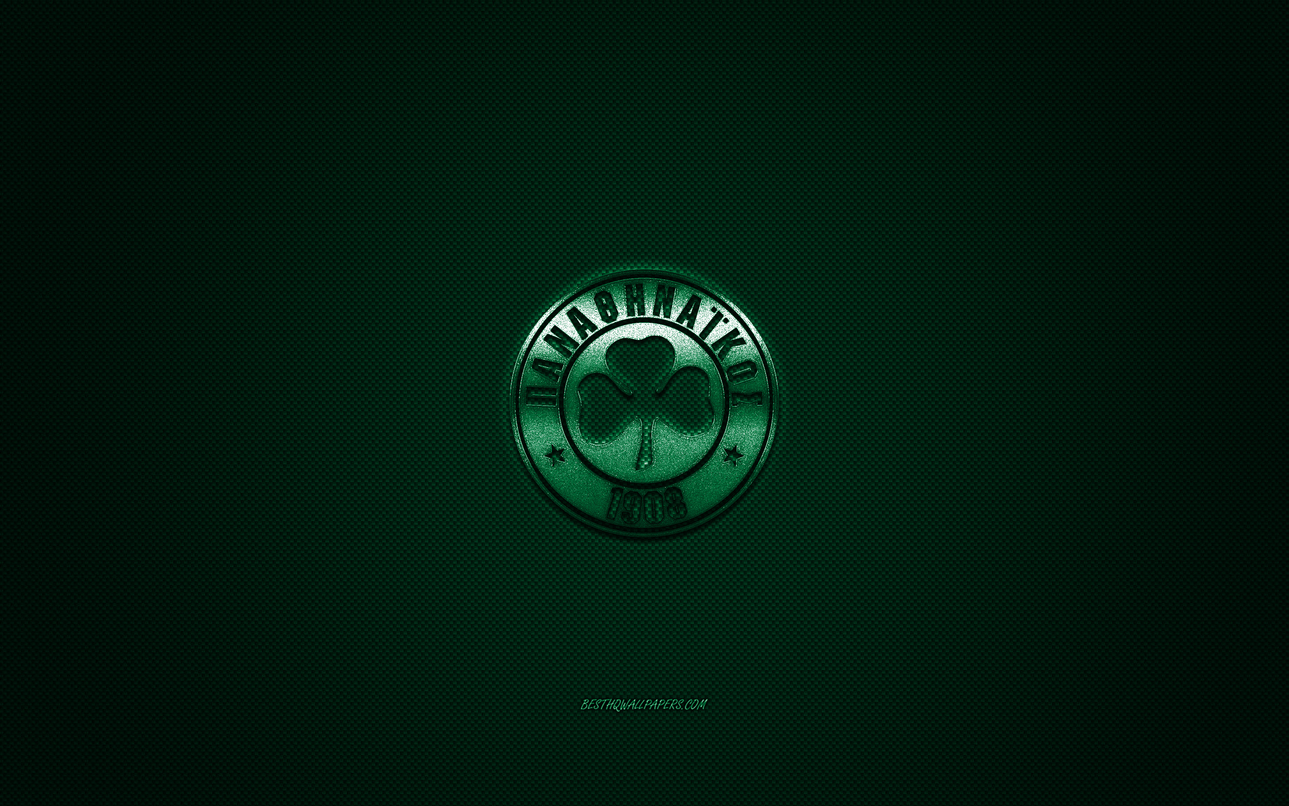 2560x1600 Download wallpaper Panathinaikos FC, Greek football club, Super League Greece, green logo, green carbon fiber background, football, Athens, Greece, Panathinaikos FC logo for desktop with resolution. High Quality HD picture wallpaper, Desktop