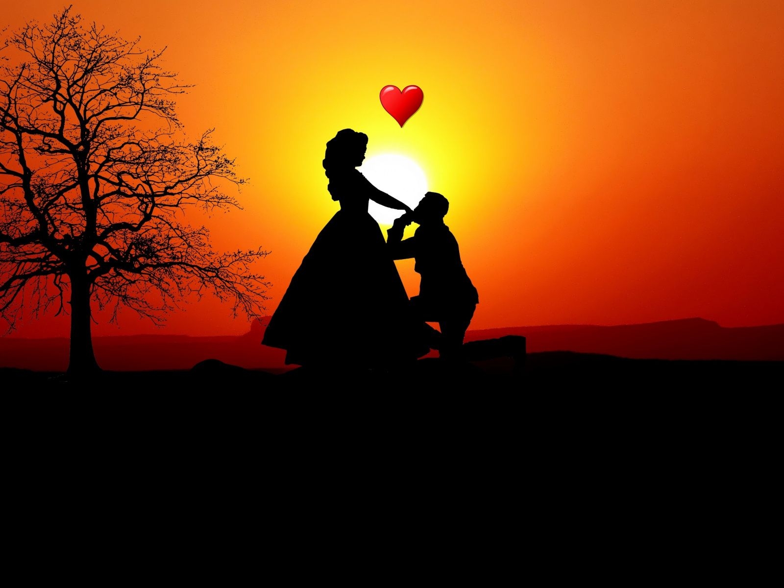 1600x1200 Download Couple, love, silhouette, sunset, romantic wallpaper, 1600x Standard 4: Fullscreen, Desktop