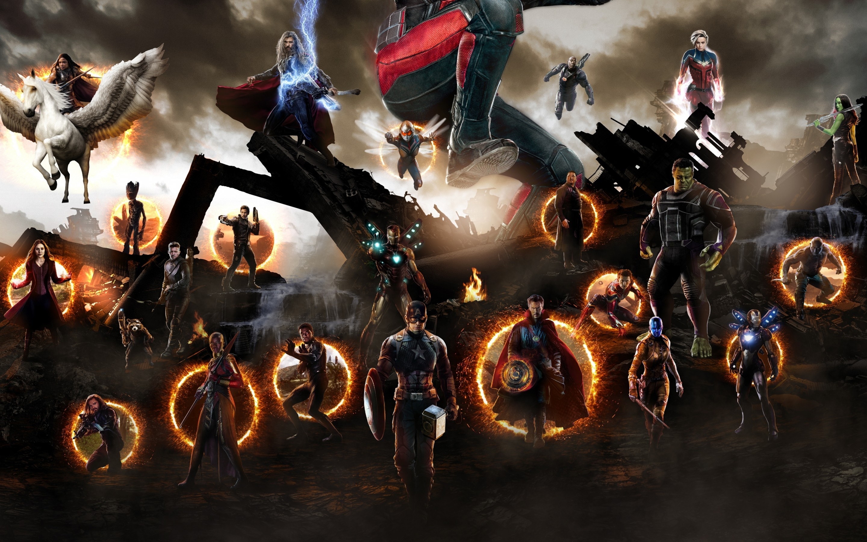 2880x1800 Download  Avengers: Endgame, Artwork, Characters, Thor, Iron Man, Hulk Wallpaper for MacBook Pro 15 inch, Desktop