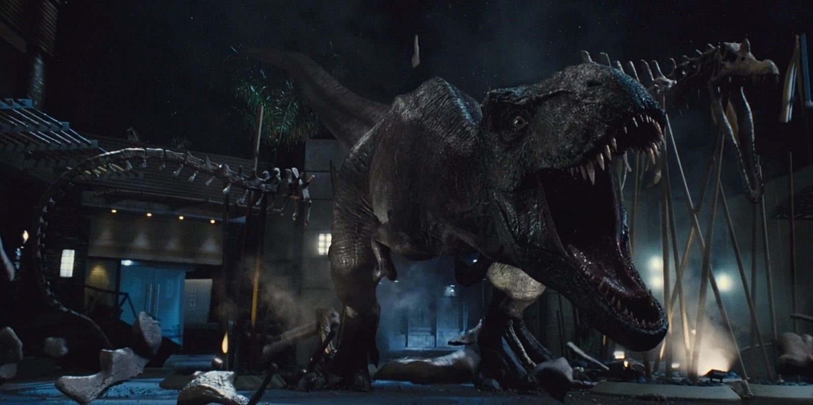 1600x800 Wallpaper, Jurassic World, Tyrannosaurus rex, movies, screen shot, animals, dinosaurs 1916x956, Dual Screen