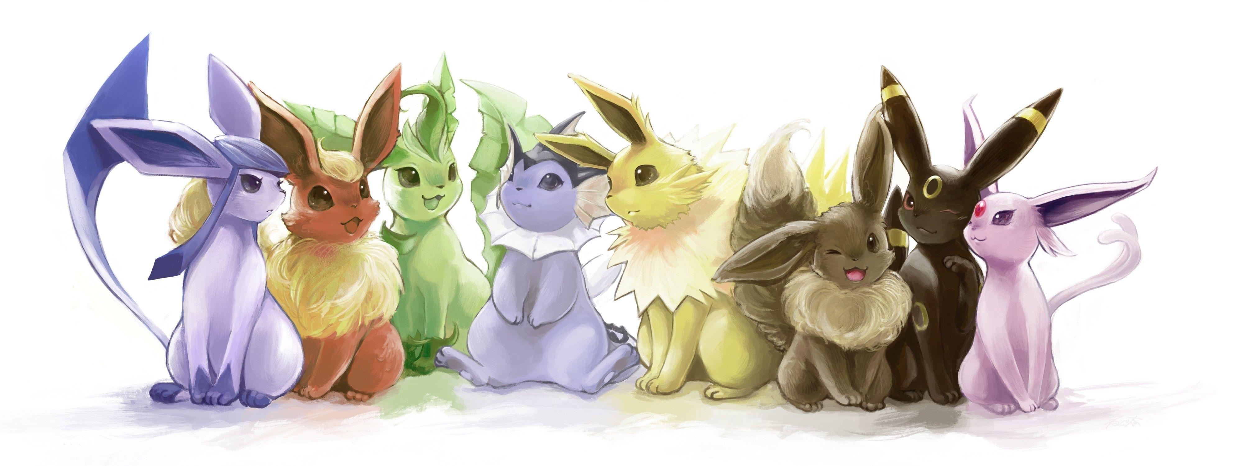 4000x1500 Download Wallpaper, Download 4096x1536 pokemon flareon eevee espeon, Dual Screen