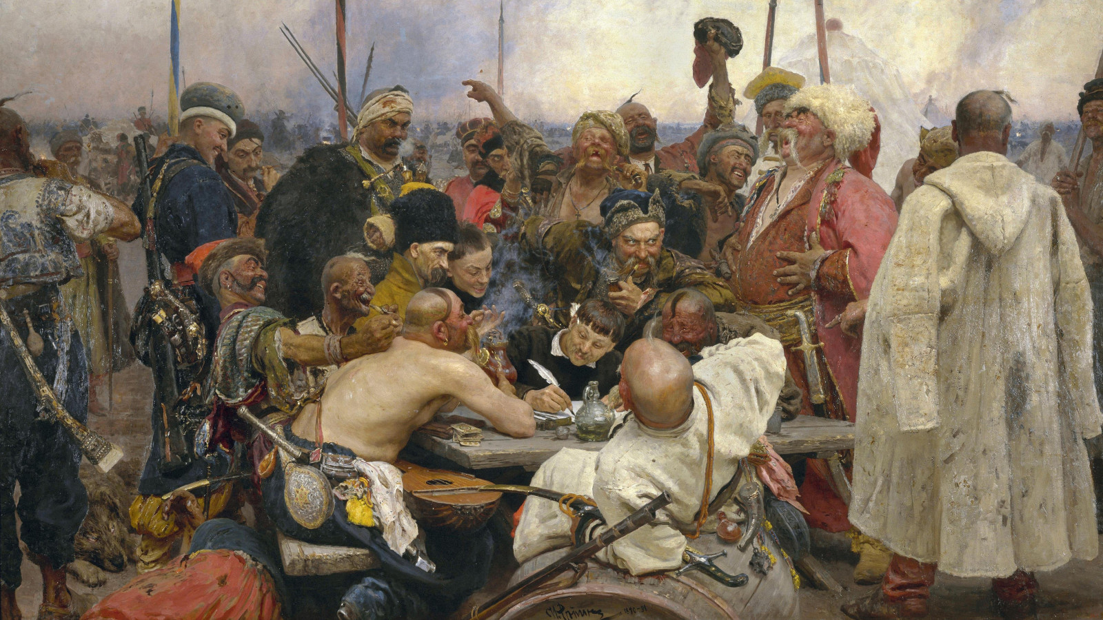 1600x900 Wallpaper, Russia, Russian, Reply of the Zaporozhian Cossacks to Sultan Mehmed IV of the Ottoman Empire, warrior, renaissance 3840x2160, Desktop