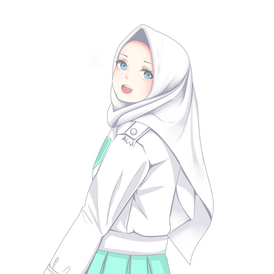 1080x1080 Cute Anime Hijab Girl Wallpaper, Phone