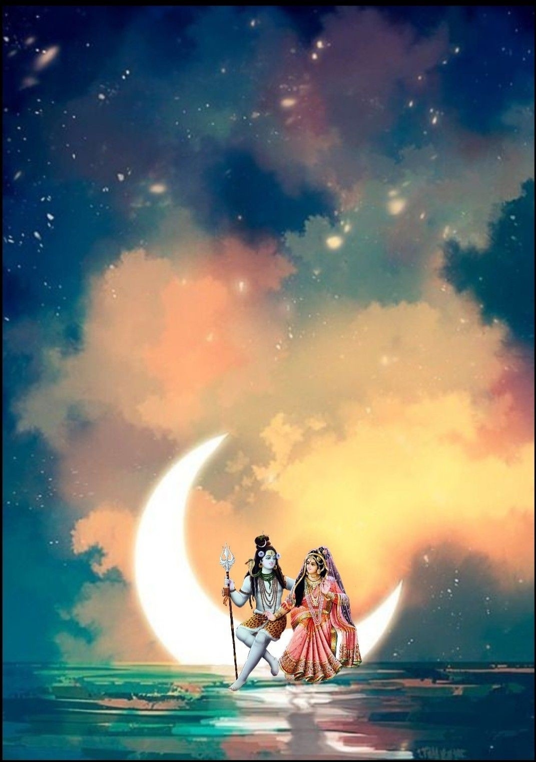 1080x1530 Shiv Parvati Sky Effect Wallpaper, Phone