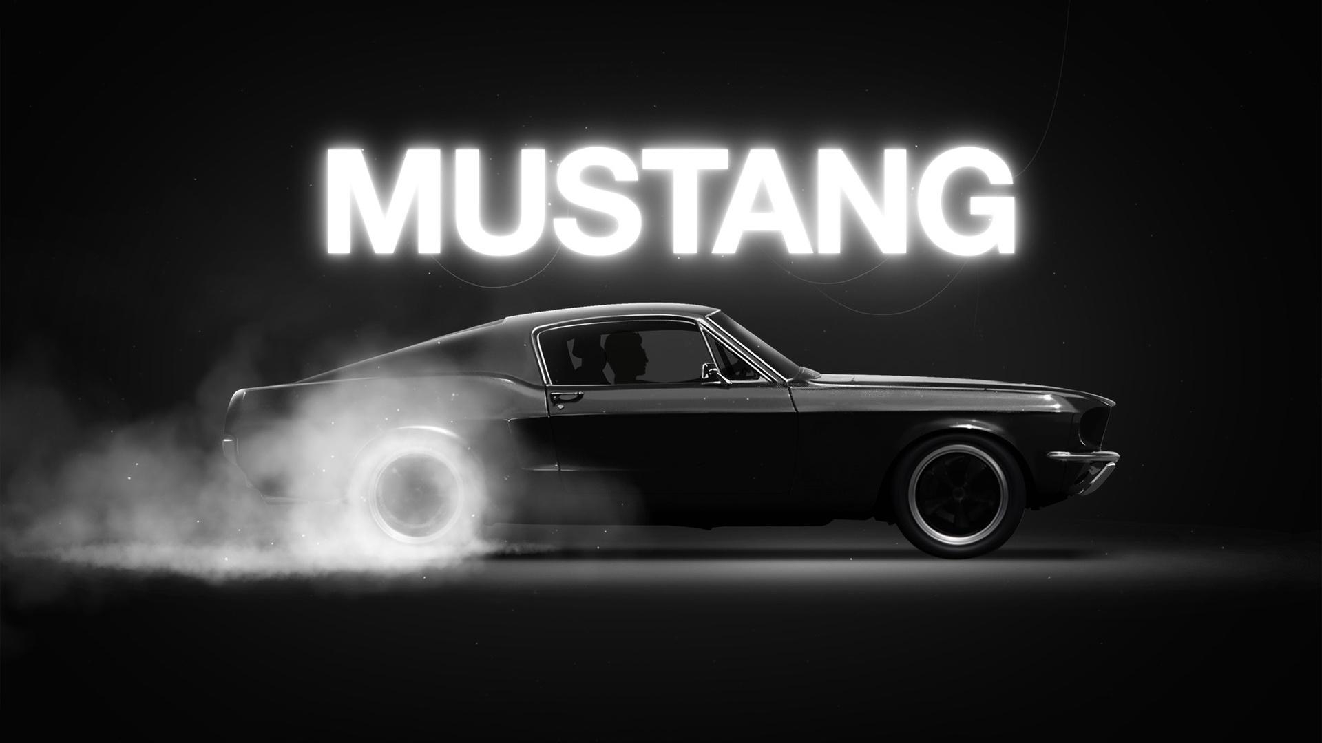 1920x1080 Wallpaper Mustang, Muscle car, Black, HD, Automotive / Cars, Desktop