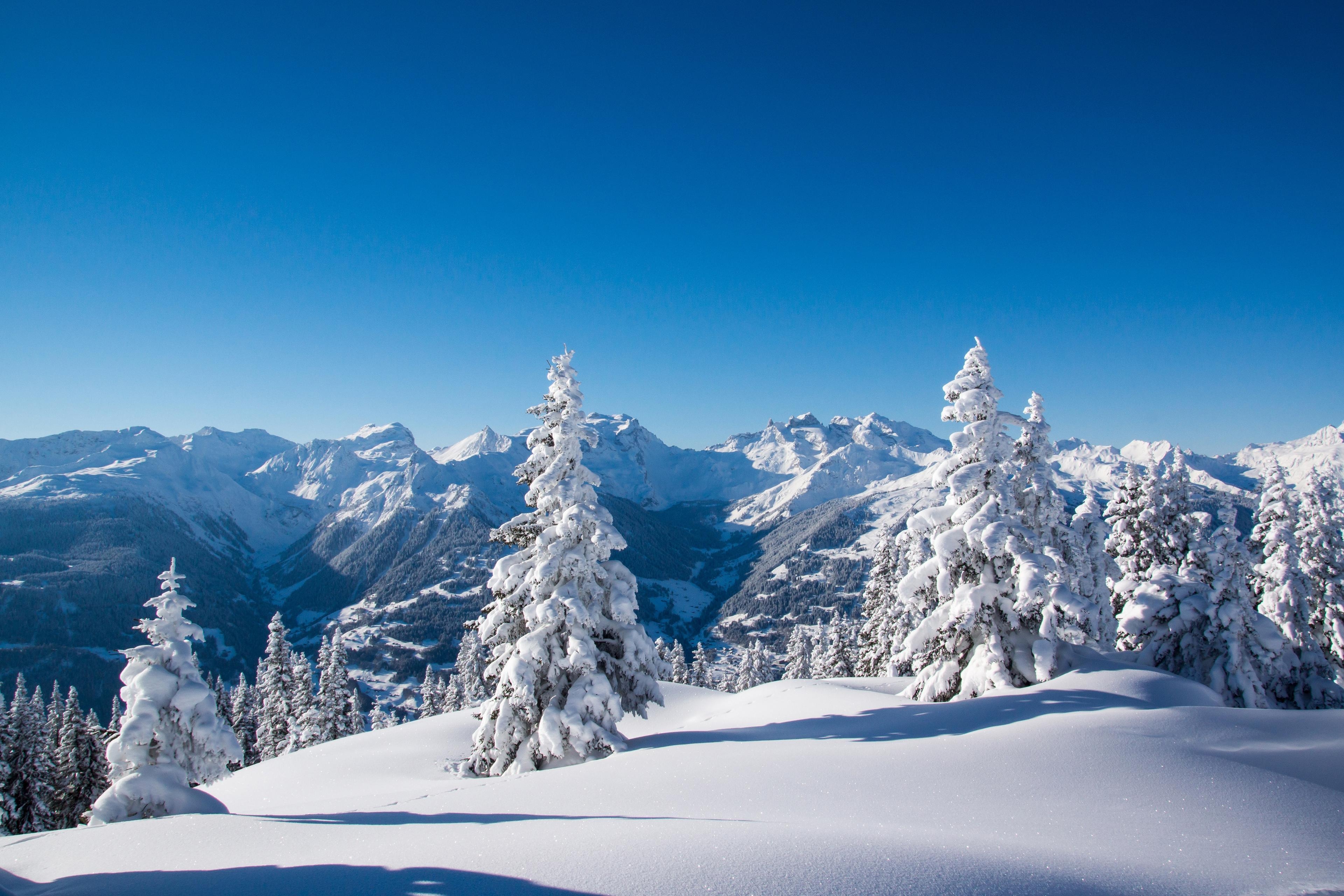 3840x2570 Wallpaper Winter mountains, Snow, 4K, Nature, Desktop