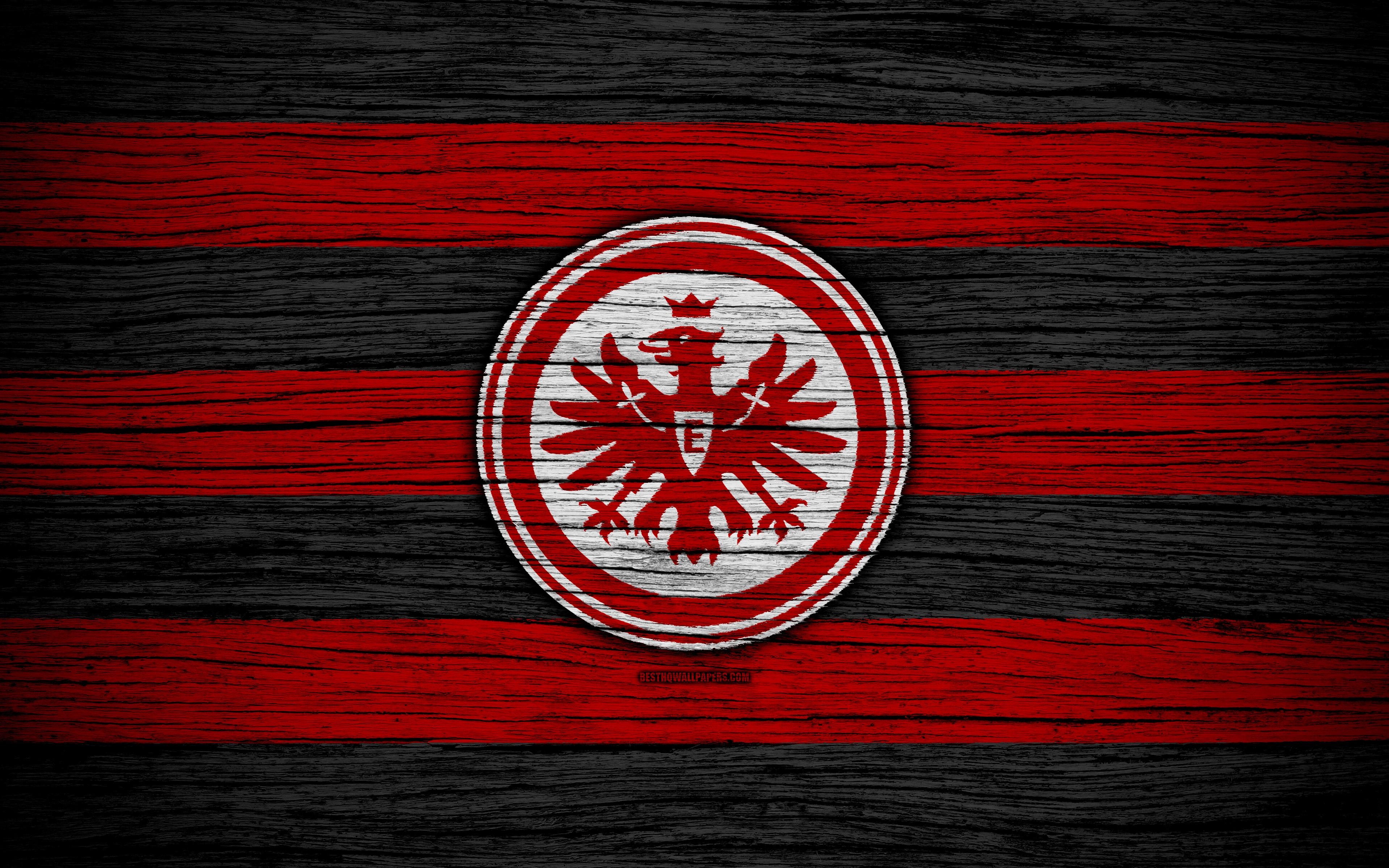 3840x2400 Download wallpaper Eintracht Frankfurt, 4k, Bundesliga, logo, Desktop