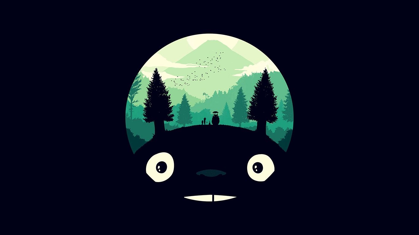 1370x770 Totoro Art Illust Simple Cute Dark. Cute Desktop Wallpaper, Totoro Art, Desktop Wallpaper Art, Desktop