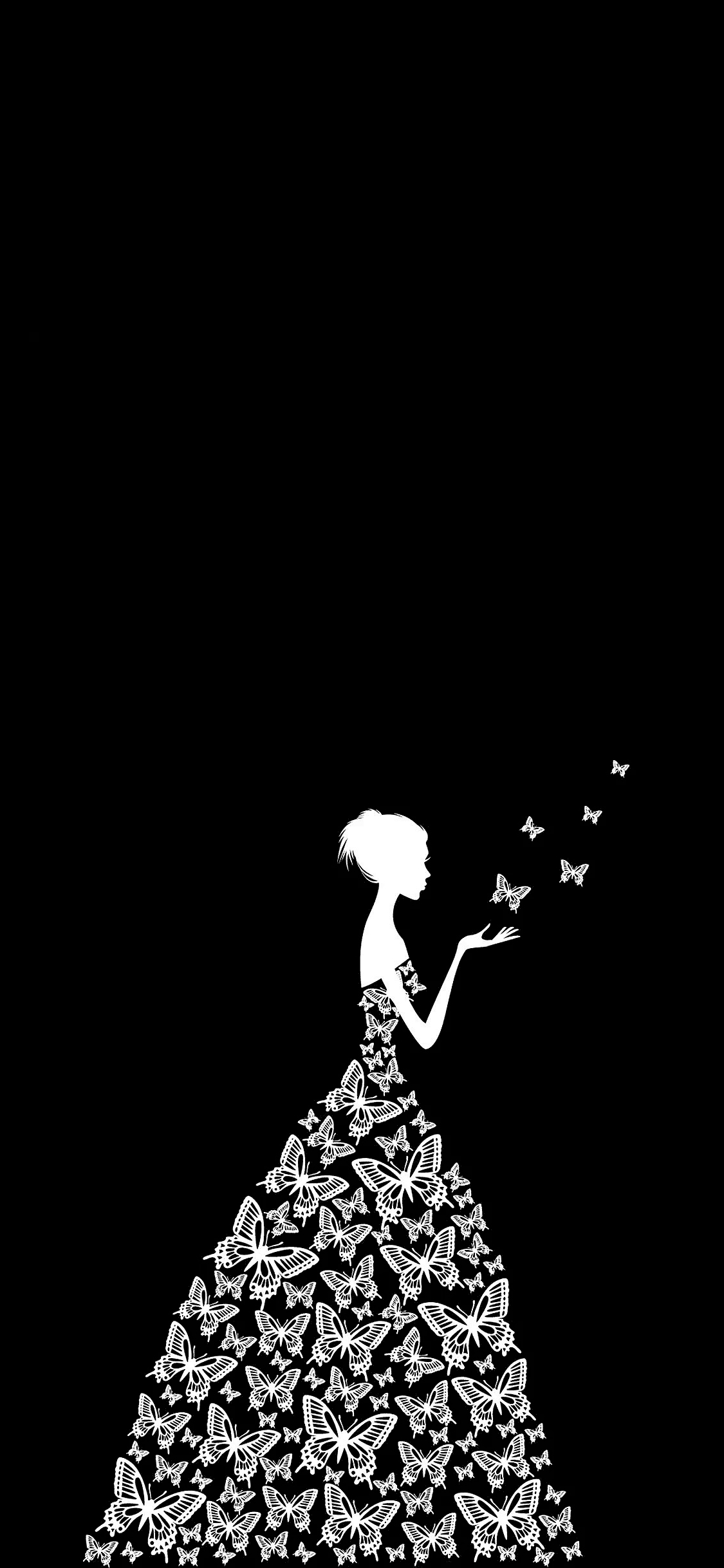 1130x2440 Butterfly Dress iPhone X. Cute black wallpaper, Black wallpaper, Phone