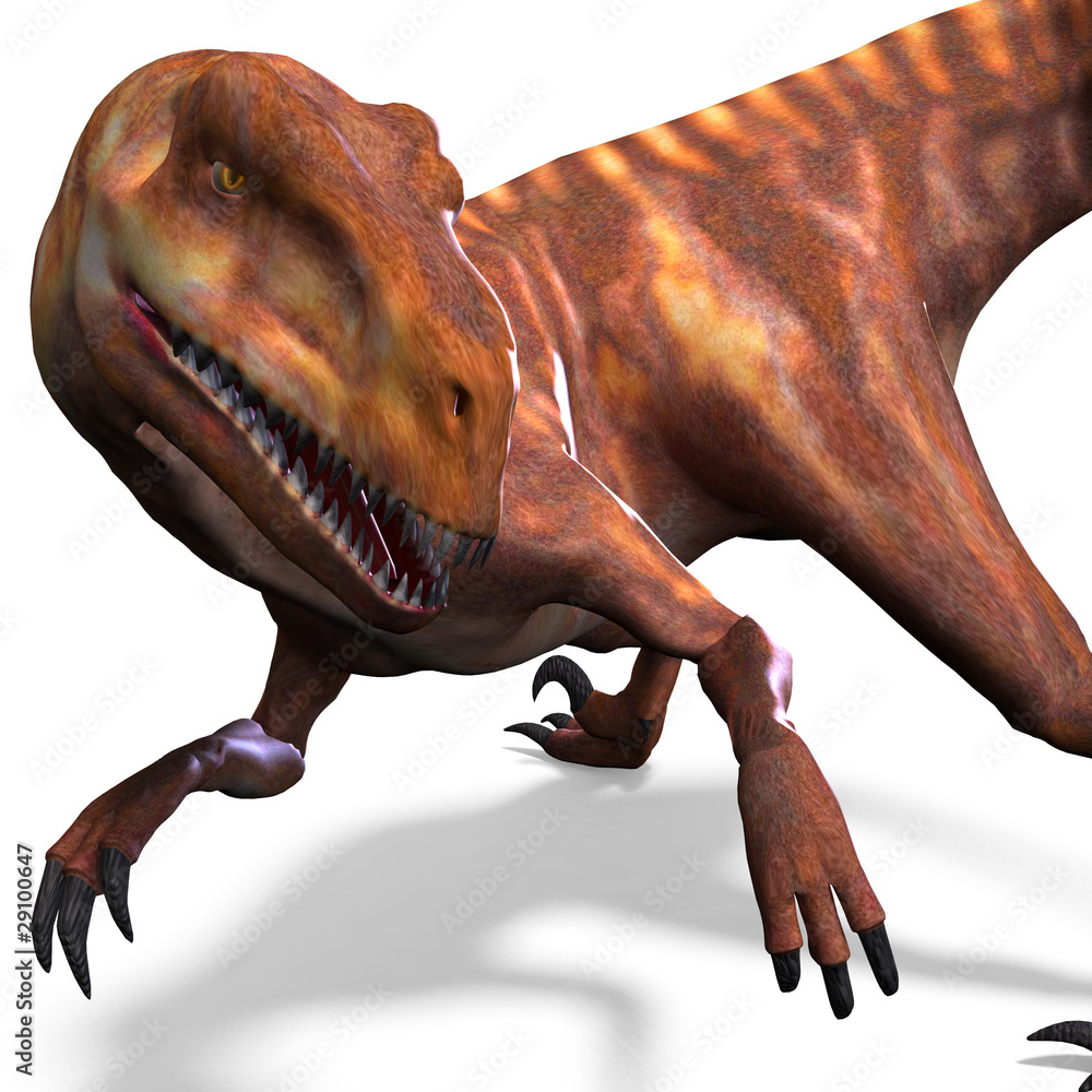 1000x1000 Dinosaur Deinonychus. 3D rendering with clipping path and Stock Illustration, Phone