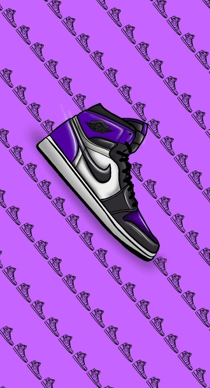 720x1330 Air Jordan 1 court purple wallpaper. Purple jordan aesthetic, Sneakers wallpaper, Jordan 1 court purple, Phone