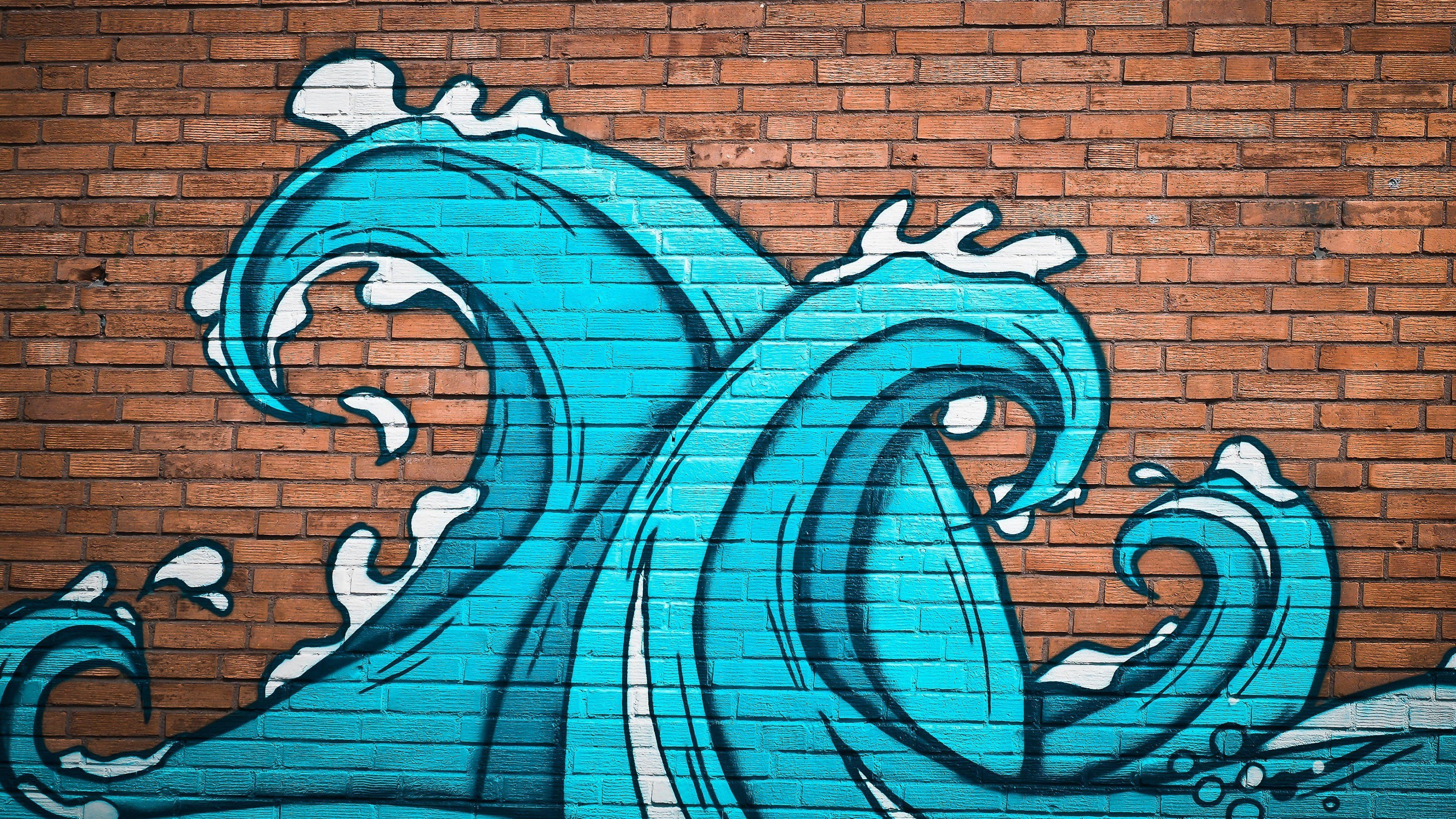 3840x2160 Ocean Waves Street Art Wallpaper & Desktop Background, Desktop