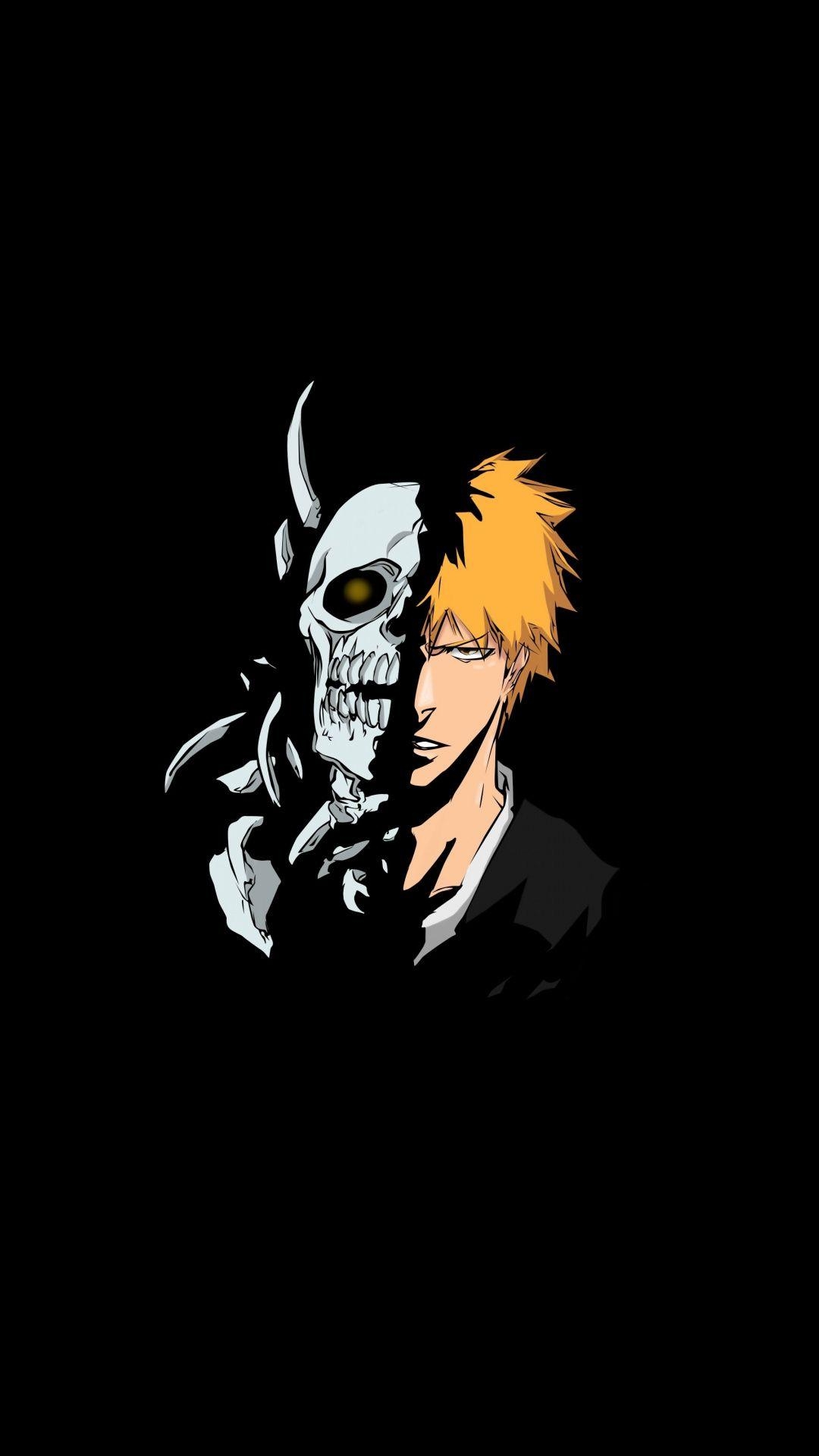 1080x1920 Bleach, Ichigo Kurosaki, skull, anime, minimal,, Phone