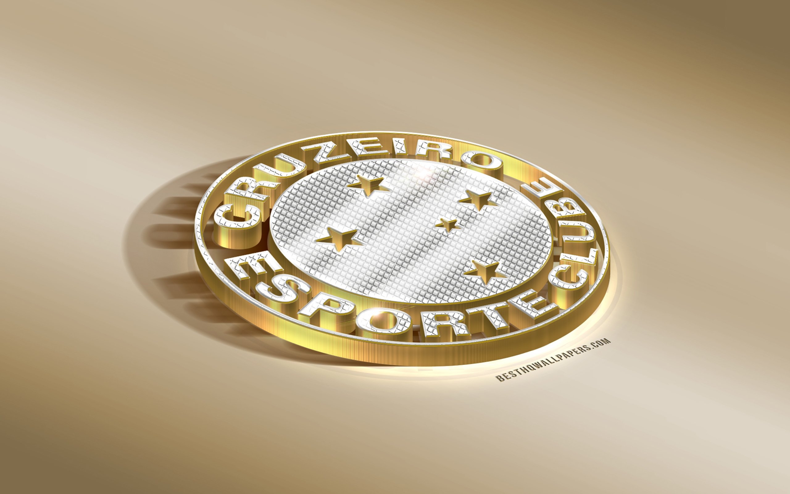 2560x1600 Download wallpaper Cruzeiro FC, Brazilian football club, golden logo with silver, Belo Horizonte, Brazil, Serie A, 3D golden emblem, creative 3D art, football, Cruzeiro Esporte Clube for desktop with resolution. High, Desktop