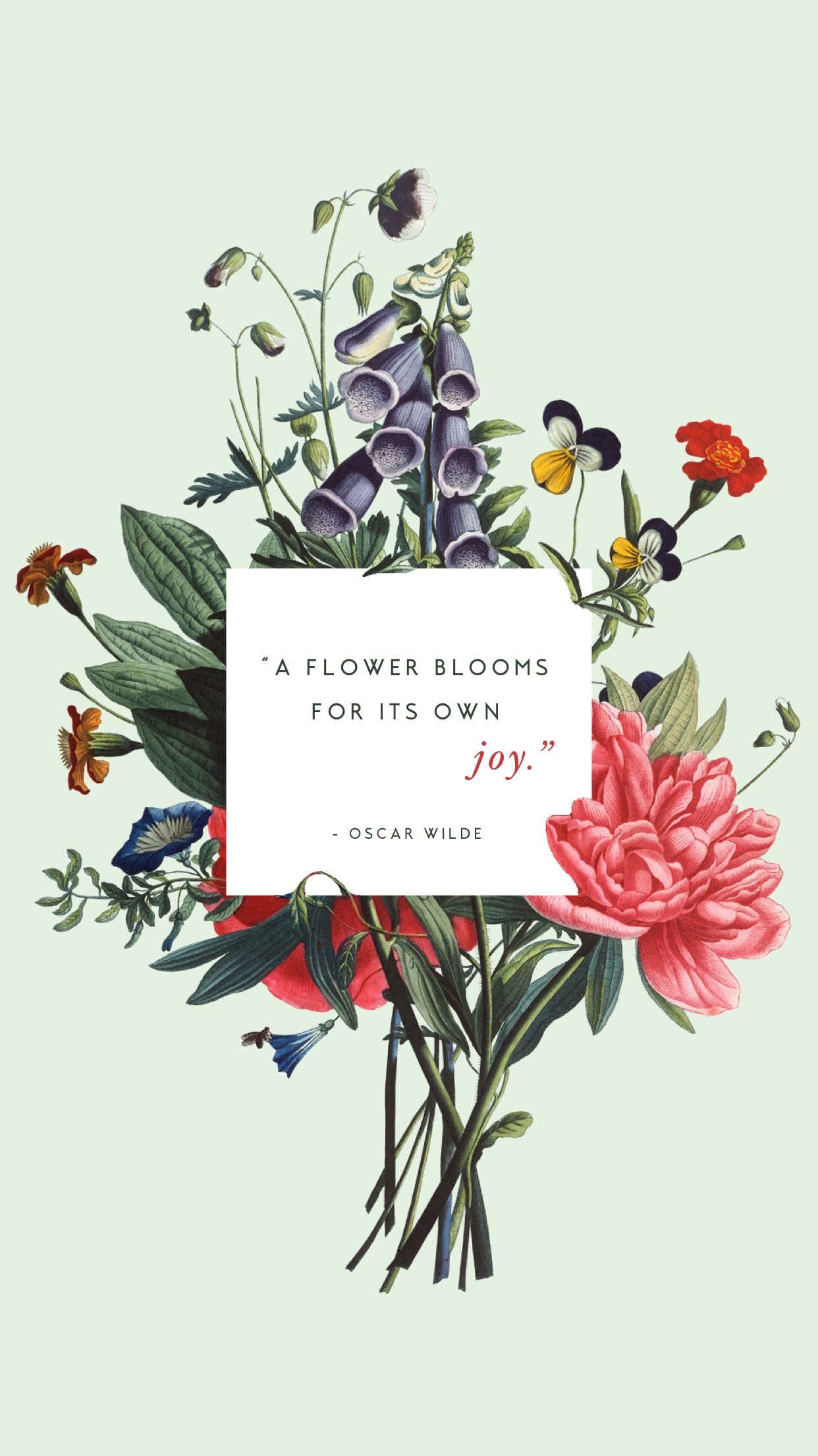 1250x2210 Floral bouquet Oscar Wilde quote spring phone wallpaper Lynn, Phone