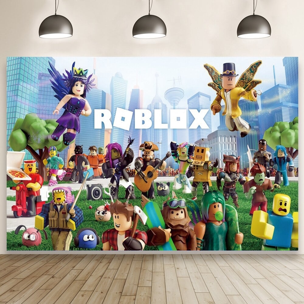 1000x1000 Roblox Photo Background Happy Birthday Photography Backdrops Robot Game Custom Cartoon Decor Poster Photo Studio, Phone