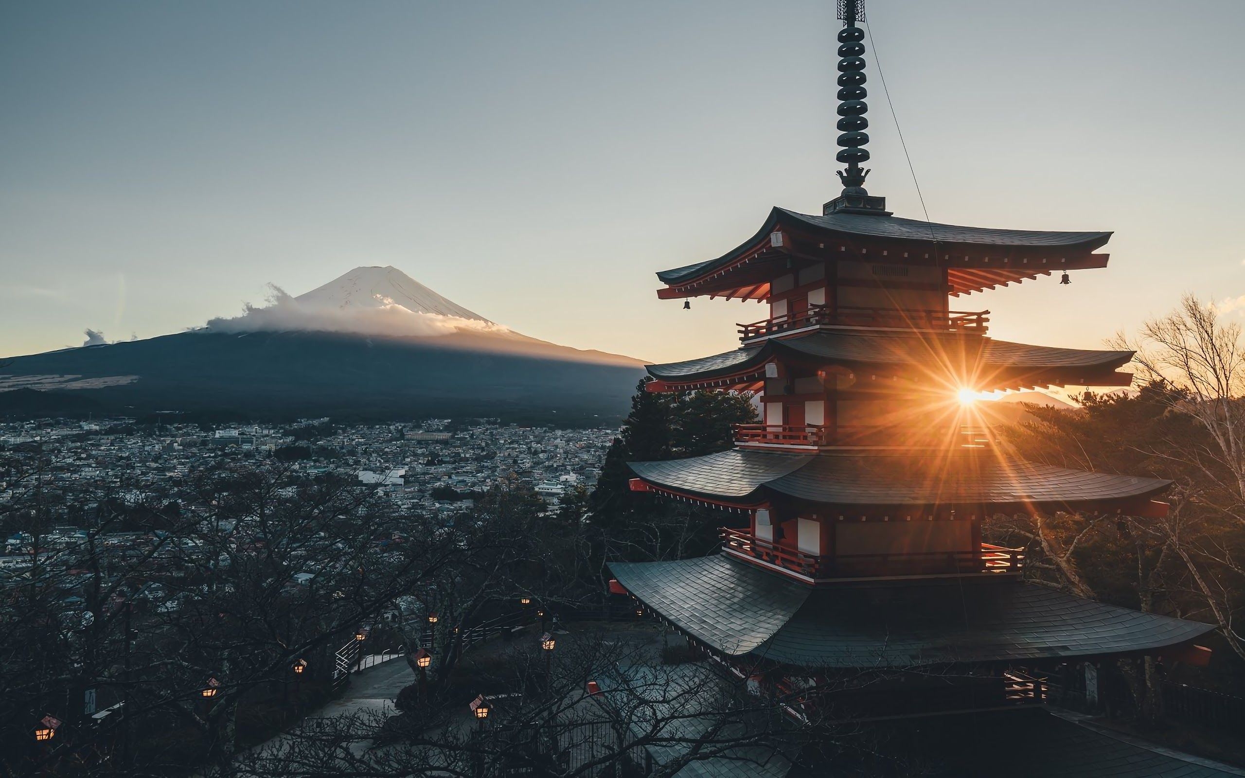 2560x1600 Mount Fuji Japan City Landscape Scenery 4K Wallpaper, Desktop