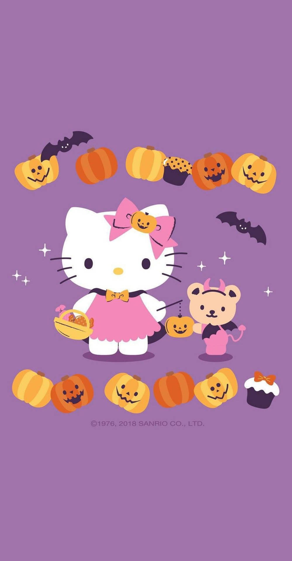 1000x1920 Download Hello Kitty Halloween Purple Graphic Wallpaper, Phone