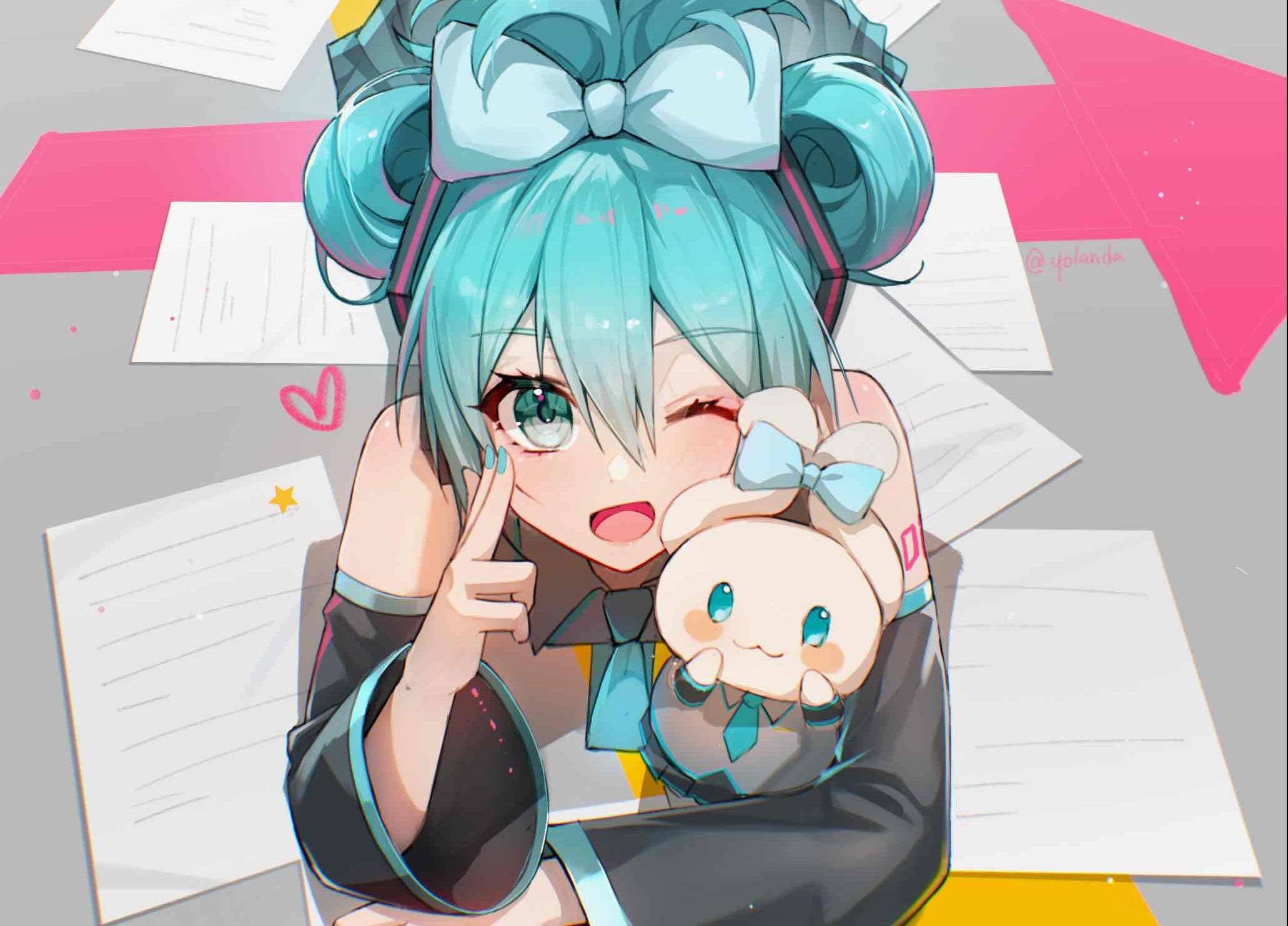 2070x1490 Fanart Friday, Too: Hello from Miku and Cinnamoroll!, Desktop