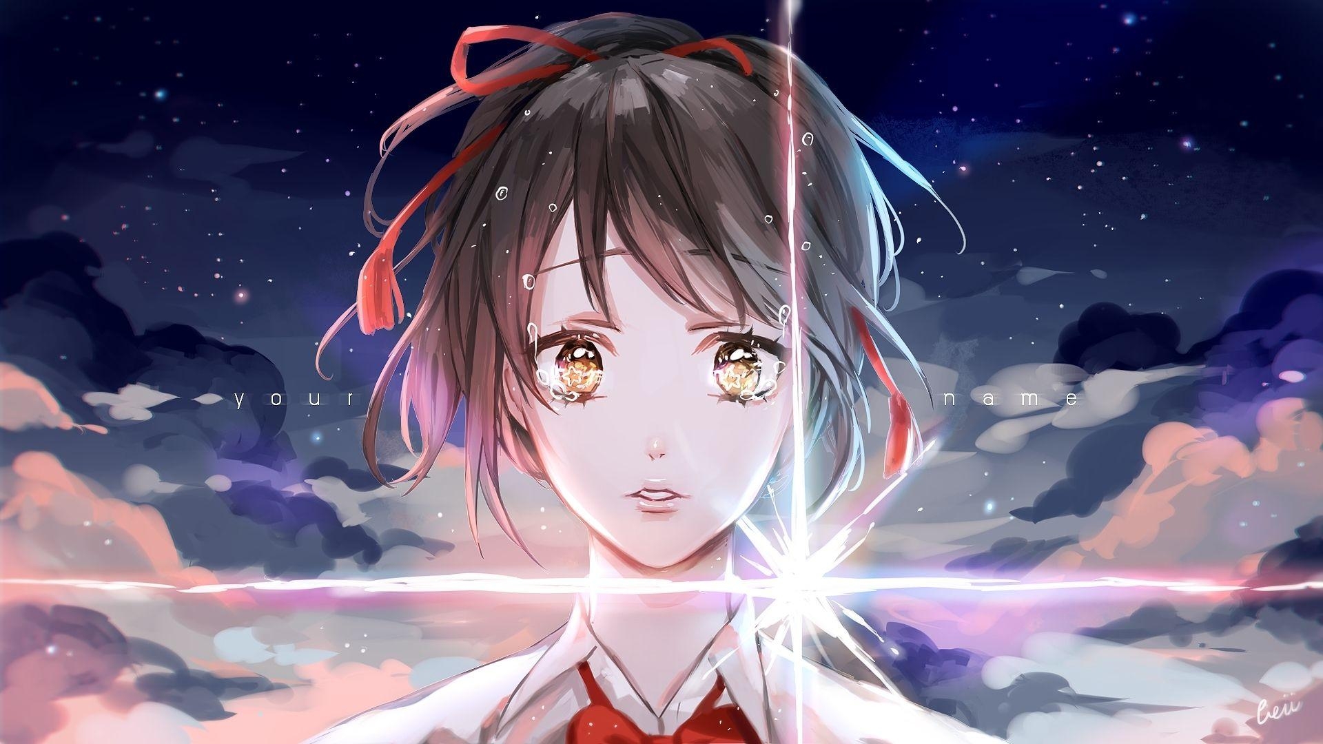 1920x1080 Wallpaper Kimi No Na Wa, Mitsuha Miyamizu, Crying, Tears, Your Name, Desktop