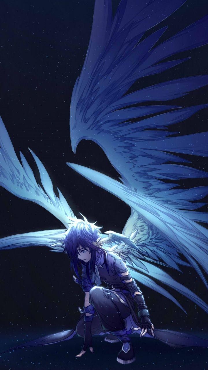 720x1280 Dark, Big Wings, Angel, Fantasy, Anime, 720×1280 Wallpaper, Phone