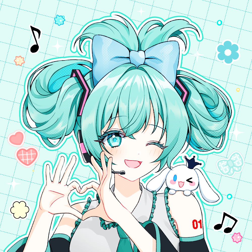 1000x1000 hatsune miku, cinnamiku, and cinnamoroll (vocaloid and 1 more) drawn, Phone