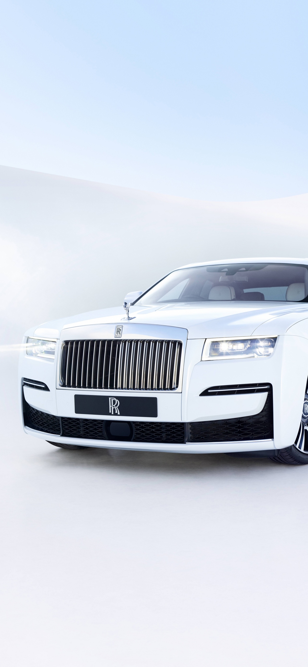 1290x2780 Rolls Royce Ghost Wallpaper 4K, White Background, 5K, 8K, Cars, Phone