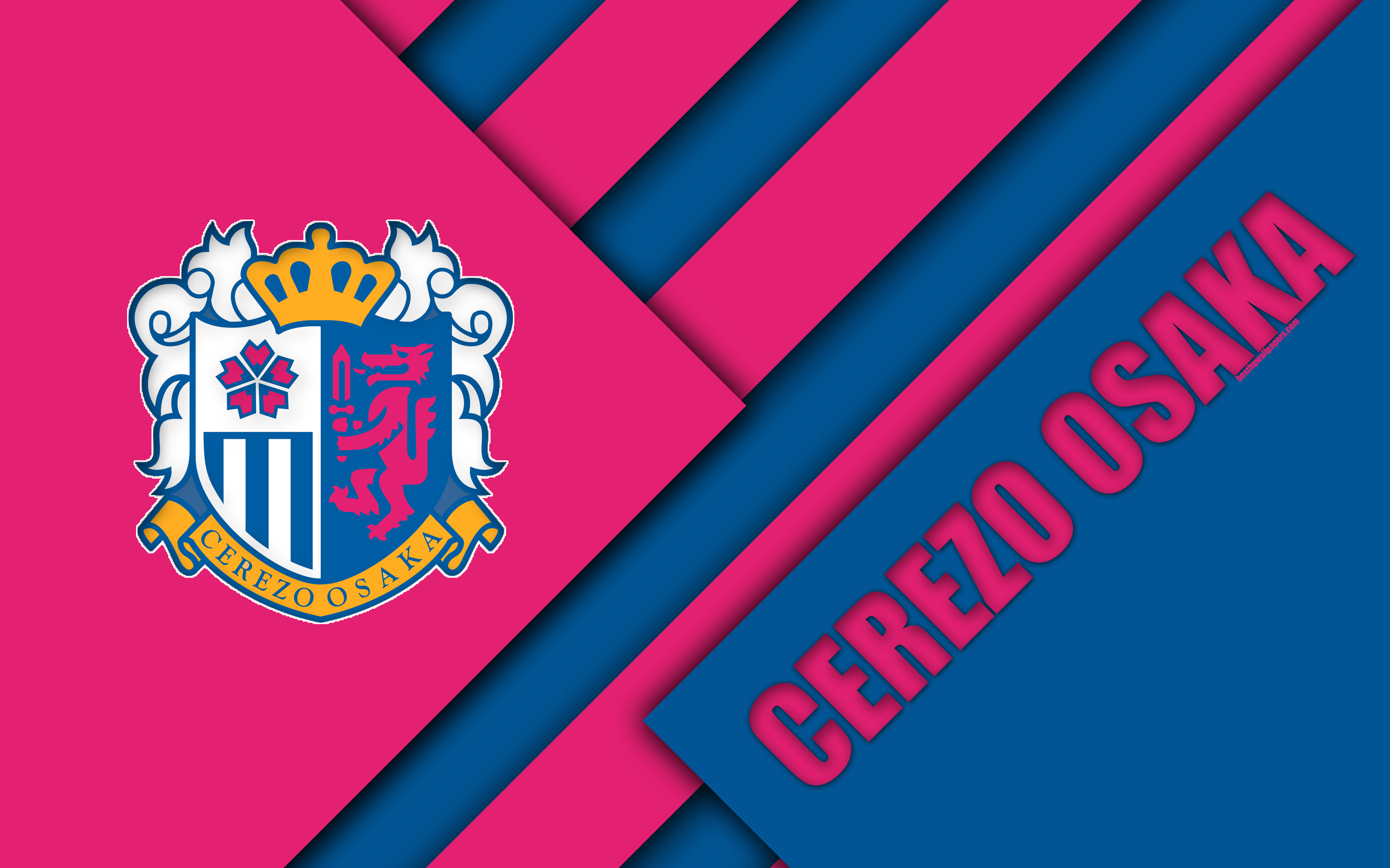 3840x2400 Download wallpaper Cerezo Osaka FC, 4K, material design, Japanese, Desktop