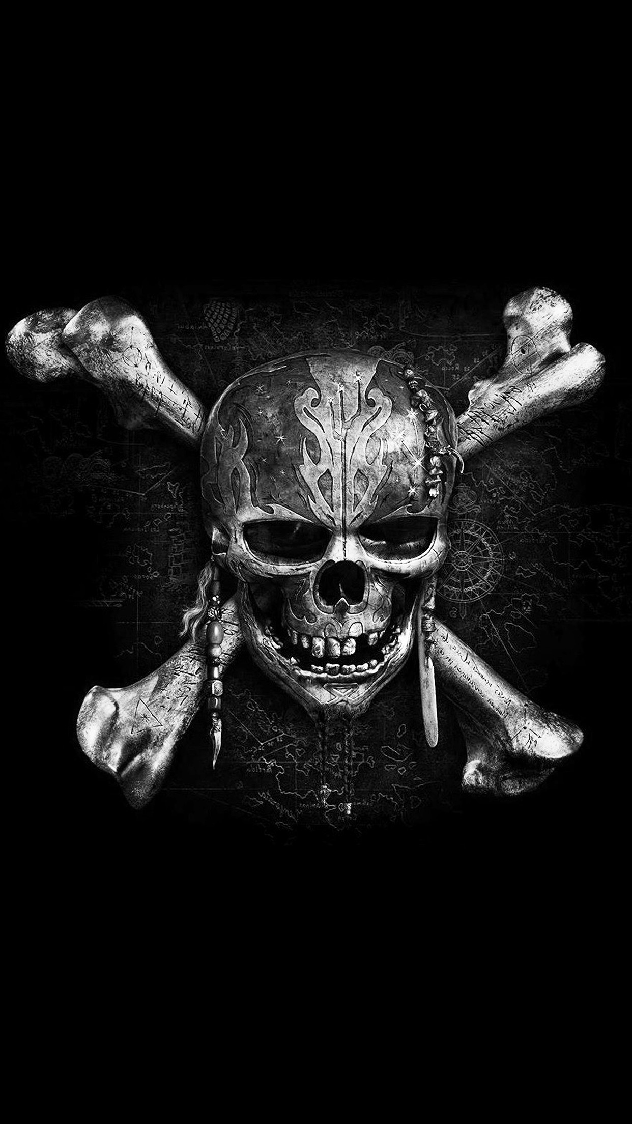 1250x2210 Pirates Dark Skull Art Illustration Bw Wallpaper, Phone