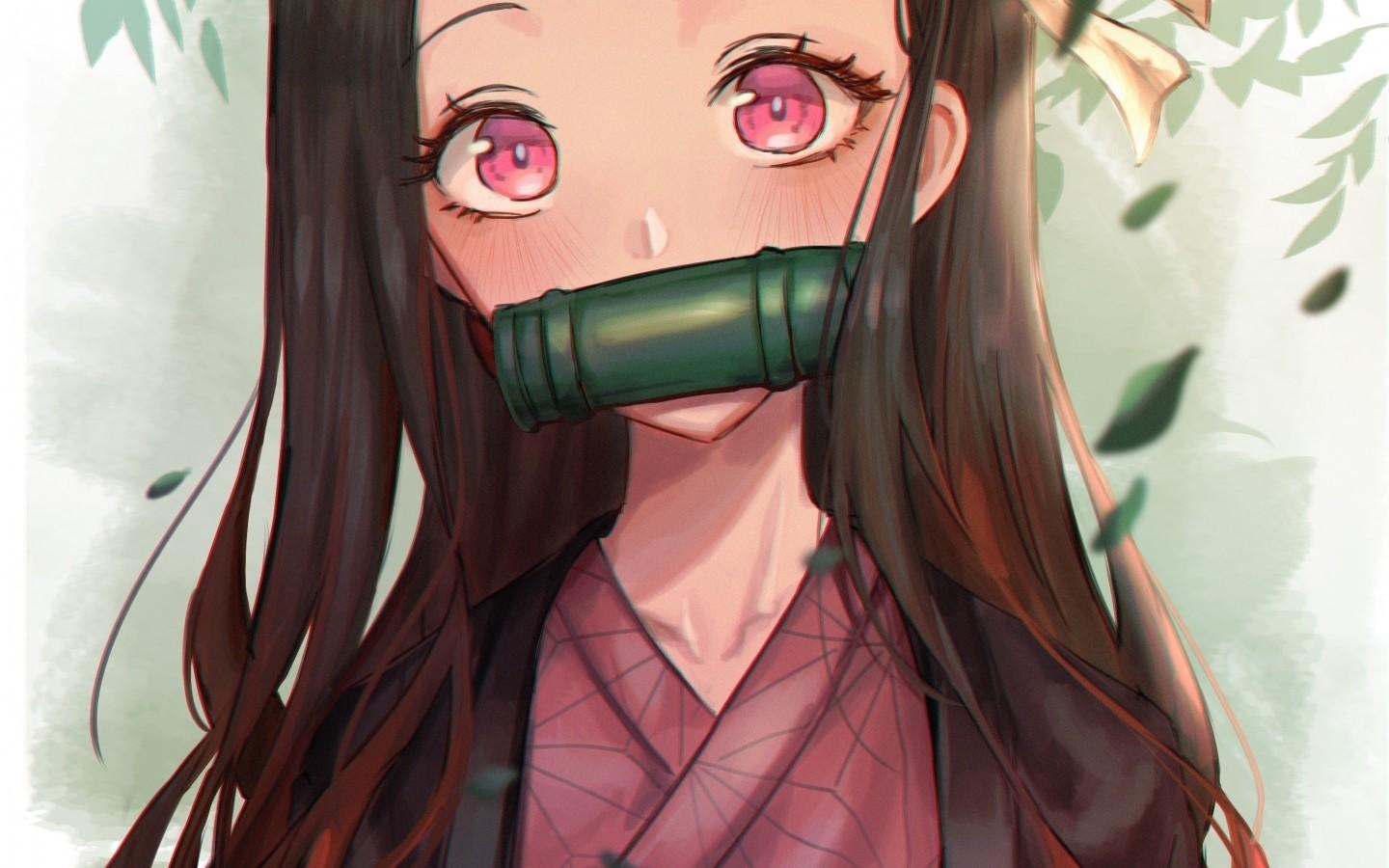 1440x900 Download  Kamado Nezuko, Kimetsu No Yaiba, Brown Hair, Desktop