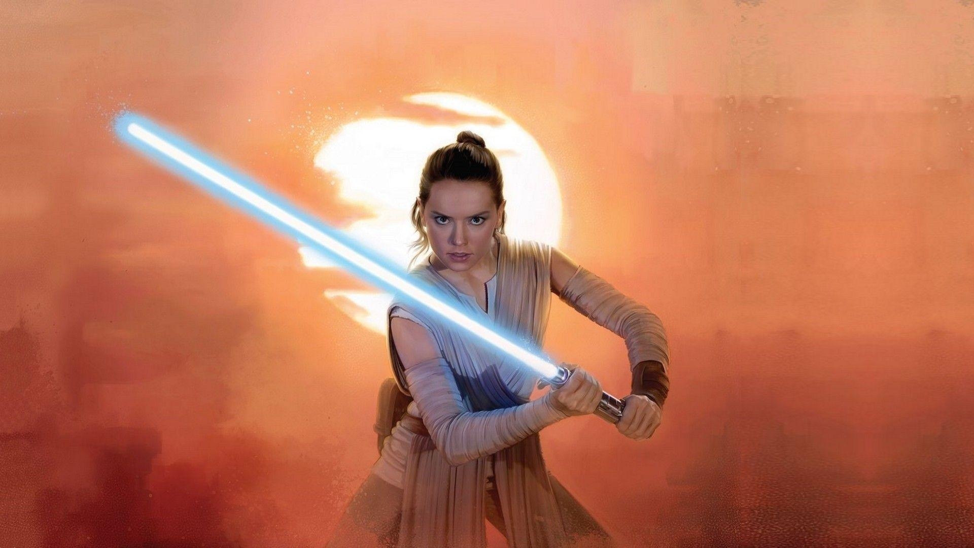 1920x1080 Daisy Ridley, #Star Wars, #lightsaber, #Jedi, #Rey from Star Wars, Desktop