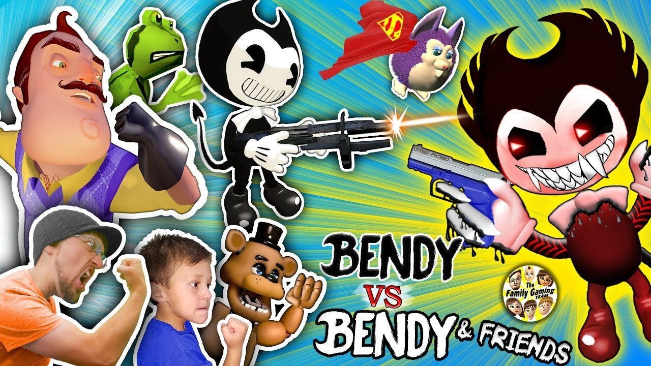 1280x720 BENDY & THE INK MACHINE GUNS vs. HELLO NEIGHBOR, FGTEEV, AMAZING, Desktop