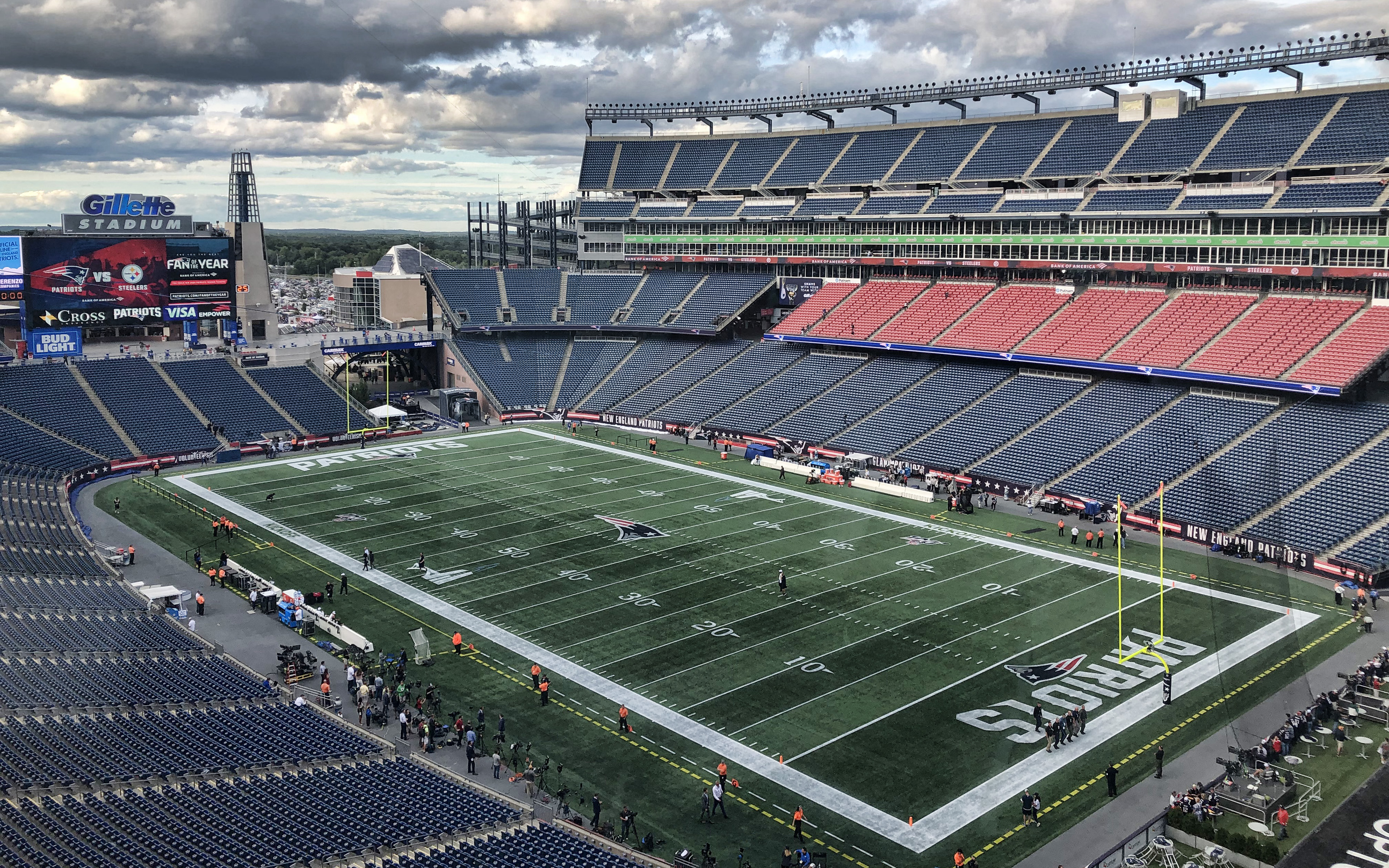 3840x2400 Download wallpaper Gillette Stadium, Foxborough, Massachusetts, New England Patriots Stadium, NFL, New England Revolution, MLS, football stadium, NFL stadiums, sports arena, New England Patriots, USA for desktop with resolution. High Quality, Desktop