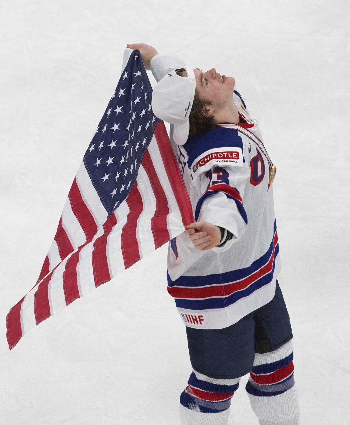 1200x1460 Alex Turcotte, Cole Caufield win gold at World Junior Championship. Wisconsin Badgers Hockey, Phone