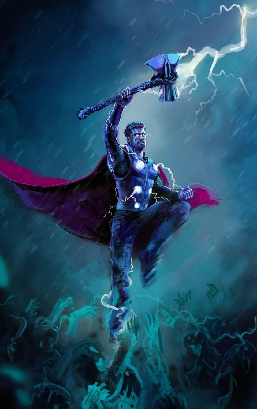 840x1340 Download  wallpaper thor, thunder storm, artwork, iphone 5, Phone