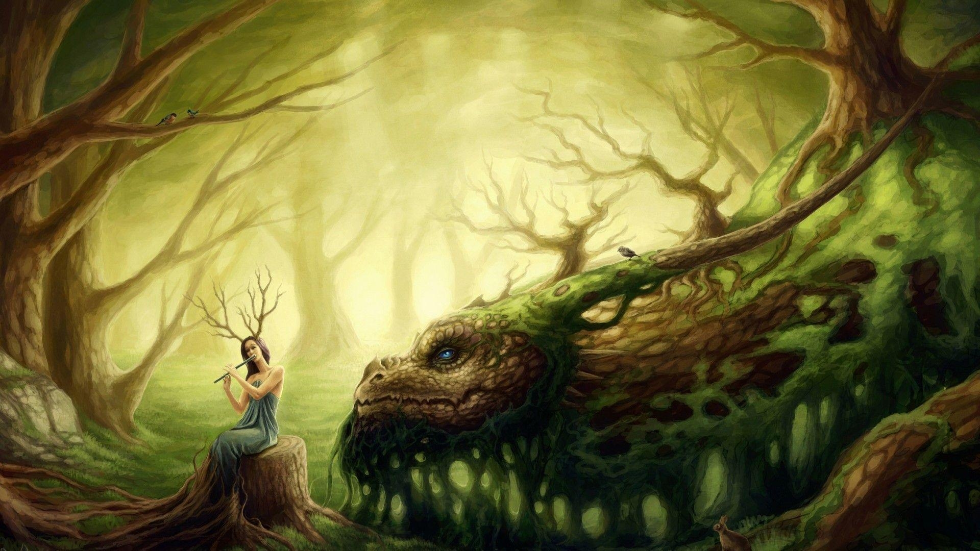 1920x1080 Forest Fairy playing the flute wallpaper and image, Desktop