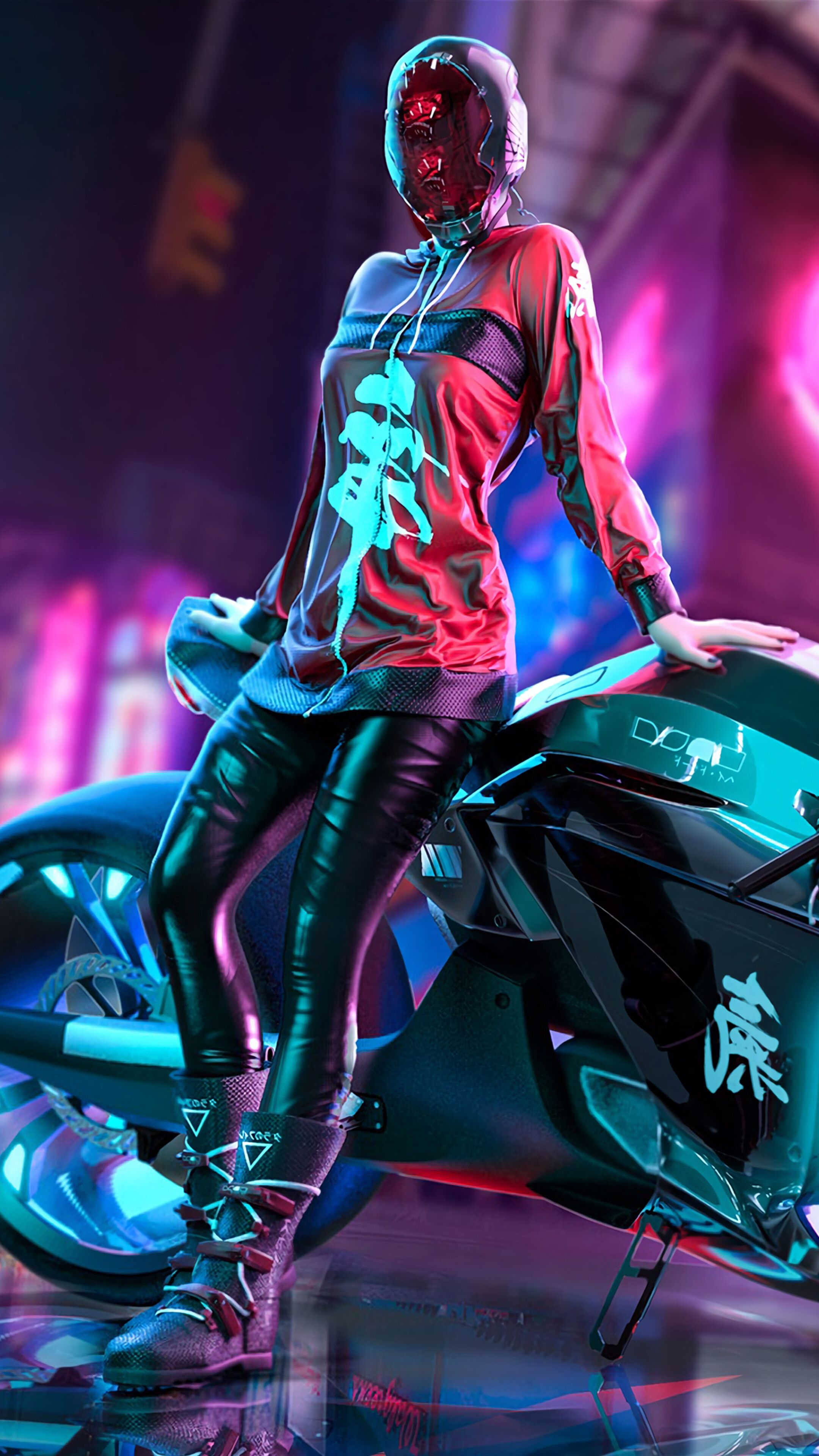 2160x3840 Cyberpunk, Girl, Motorcycle, 4K phone HD Wallpaper, Image, Background, Photo and Picture HD Wallpaper, Phone