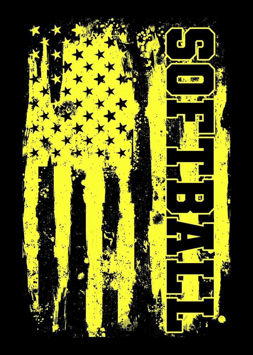 860x1200 Softball American Flag Sof' Poster, Phone