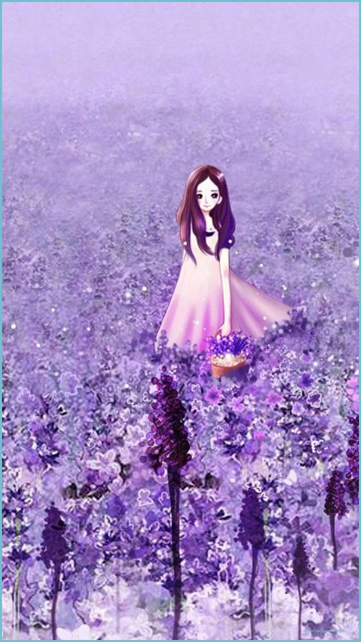 730x1300 Cute Girl In Purple Flower Garden iPhone 10 Wallpaper Download girl wallpaper for iphone, Phone