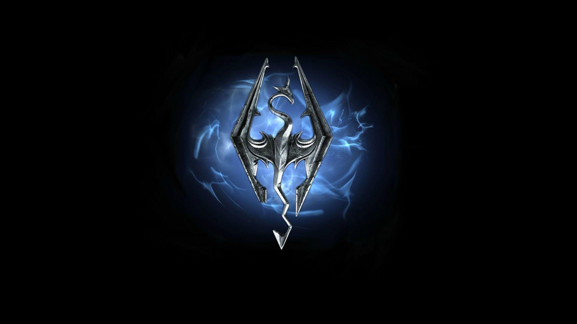 1920x1080 Skyrim Blue Fire Dragon Game Logo HD Wallpaper. Games, Desktop