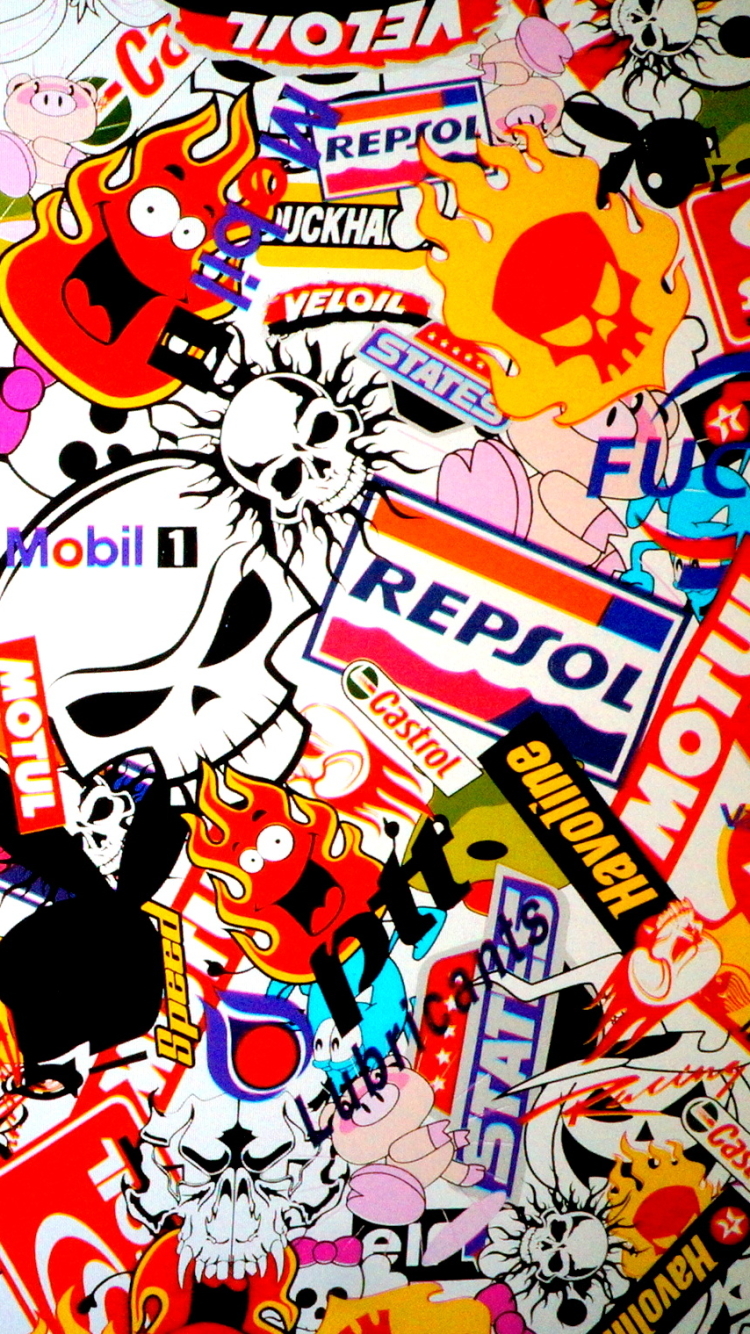 750x1340 Sticker, Man Made, Sticker Bomb, 744307, Phone