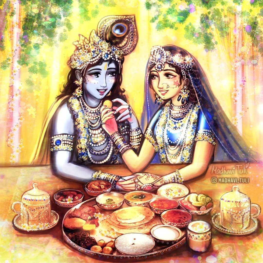 1080x1080 madhavi_tuli: Today, the beauty of Shri Shyama Shyam is beyond the power of description. Their eyes are p. Radha krishna art, Krishna radha painting, Cute krishna, Phone