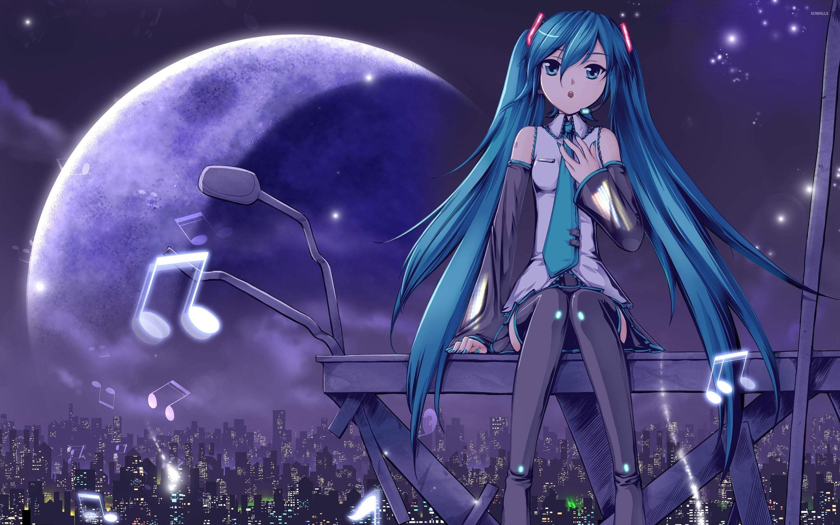 2880x1800 Hatsune Miku on top of the city wallpaper, Desktop