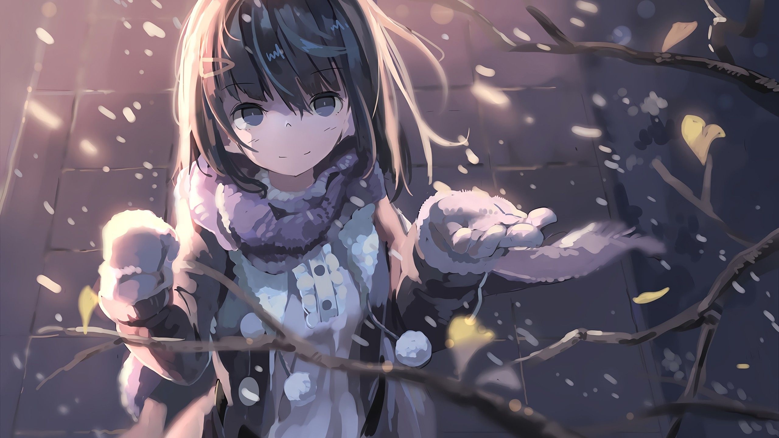 2560x1440 Winter Anime Girl Wallpaper Free Winter Anime Girl Background, Desktop